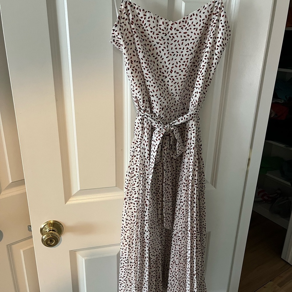 Lucy Paris Asymmetrical White Dress with Black Dots